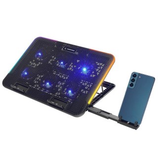 Podstawka chłodząca Rampage SIXPOWER R9 pod laptop 15,6", RGB, regulowana