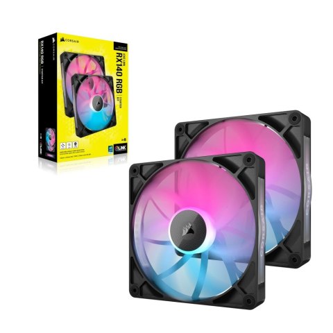Corsair iCUE LINK RX140 RGB Obudowa komputera Wentylator 14 cm Czarny 2 szt. Corsair iCUE LINK RX140 RGB Obudowa komputera Wentylator 14 cm Czarny 2 szt.