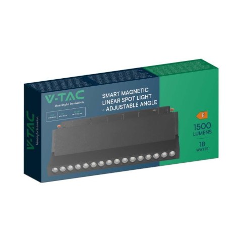 Oprawa Szynosystemu 48V V-TAC 18W LED SMART WiFi TRACKLIGHT 3w1 Czarna VT-3618 2700K-6400K 1500lm Oprawa Szynosystemu 48V V-TAC 18W LED SMART WiFi TRACKLIGHT 3w1 Czarna VT-3618 2700K-6400K 1500lm