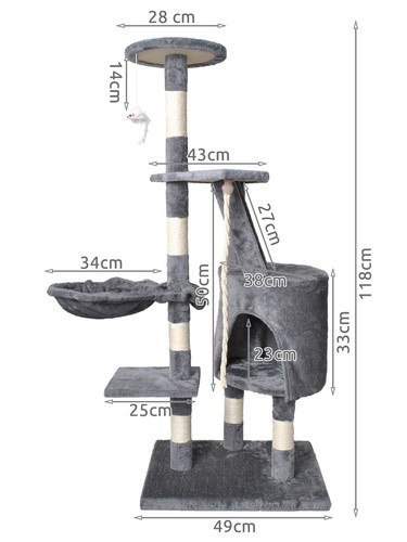 Drzewko dla kota 118cm szare Drzewko dla kota 118cm szare