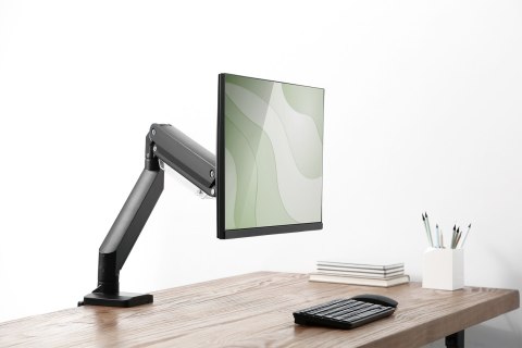 Ramię biurkowe pojedyńcze z zaciskiem 1xLCD z sprężyną gazową max. 35" i 15kg