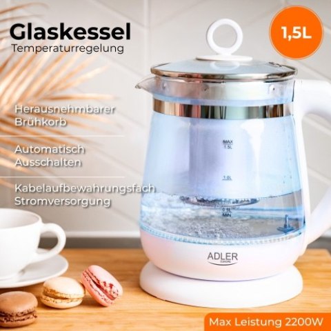 Czajnik szklany 1,5 L z zaparzaczem oraz regulacją temp. Czajnik szklany 1,5 L z zaparzaczem oraz regulacją temp.