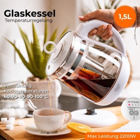 Czajnik szklany 1,5 L z zaparzaczem oraz regulacją temp. Czajnik szklany 1,5 L z zaparzaczem oraz regulacją temp.