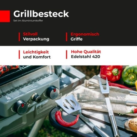 Sztućce do Grilla - Zestaw w Aluminiowej Walizce