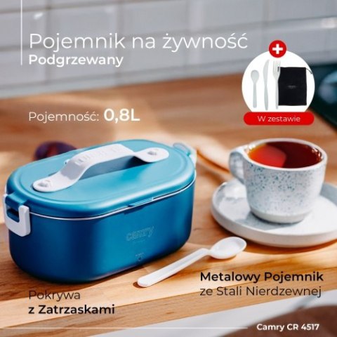 Pojemnik na żywność - podgrzewany - ZESTAW - metalowy pojemnik + komplet sztućców + woreczek podróżny