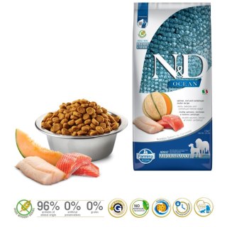 FARMINA N&D OCEAN DOG SALMON,COD&CANTALOUPE MELON MEDIUM MAXI 12kg