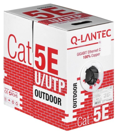 Kabel UTP A-LAN drut, zewnętrzny suchy, 100% miedź KIU5OUTS305Q (UTP; 305m; kat. 5e; kolor czarny) Kabel UTP A-LAN drut, zewnętrzny suchy, 100% miedź KIU5OUTS305Q (UTP; 305m; kat. 5e; kolor czarny)