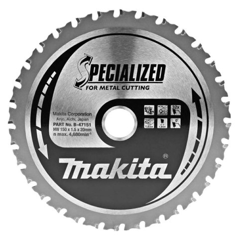 MAKITA PIŁA TARCZOWA 150x20x32z DO METALU MAKITA PIŁA TARCZOWA 150x20x32z DO METALU