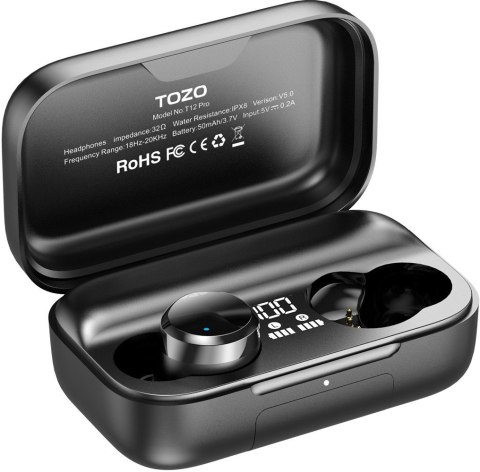 Słuchawki TWS TOZO T12 Pro Black Słuchawki TWS TOZO T12 Pro Black