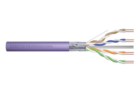Kabel instalacyjny DIGITUS kat.6, F/UTP, Dca, AWG23/1, LSOH, 305m, fioletowy, szpula Kabel instalacyjny DIGITUS kat.6, F/UTP, Dca, AWG23/1, LSOH, 305m, fioletowy, szpula
