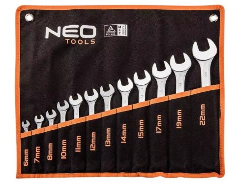 Klucze płasko-oczkowe Neo Tools 6-22 mm, zestaw 12 sztuk Klucze płasko-oczkowe Neo Tools 6-22 mm, zestaw 12 sztuk