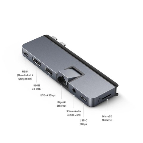 HYPER DUO PRO 7-in-2 USB-C Hub USB Type-C 104 Mbit/s Szary HYPER DUO PRO 7-in-2 USB-C Hub USB Type-C 104 Mbit/s Szary