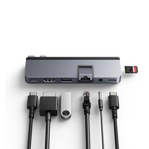 HYPER DUO PRO 7-in-2 USB-C Hub USB Type-C 104 Mbit/s Szary HYPER DUO PRO 7-in-2 USB-C Hub USB Type-C 104 Mbit/s Szary