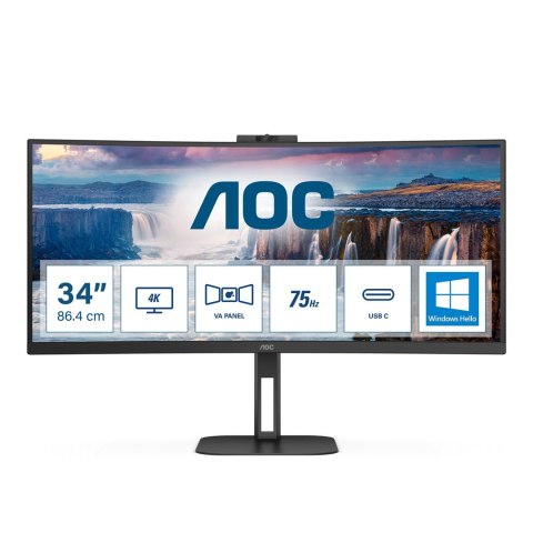 AOC V5 CU34V5CW/BK LED display 86,4 cm (34") 3440 x 1440 px Wide Quad HD Czarny AOC V5 CU34V5CW/BK LED display 86,4 cm (34") 3440 x 1440 px Wide Quad HD Czarny