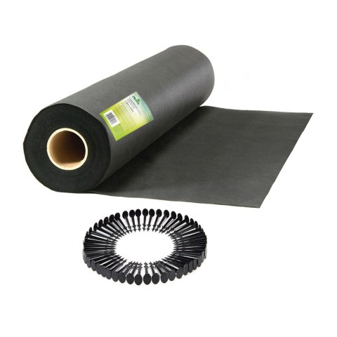 Agrotkanina ogrodowa 1,6 m x 50 m 90 g/m2 + 50 szpilek Plonos - czarna