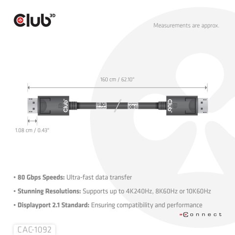 CABLE DP TO DP 1.6M/M/M CAC-1092 CLUB3D