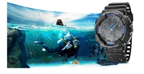 Zegarek Męski CASIO G-SHOCK GA-100-1A2ER 20 Bar Do nurkowania Zegarek Męski CASIO G-SHOCK GA-100-1A2ER 20 Bar Do nurkowania