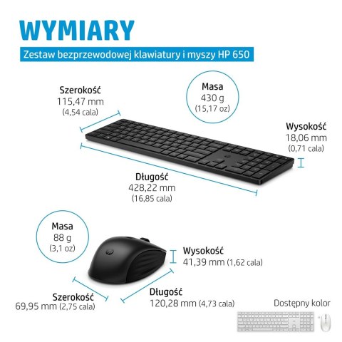 Zestaw klawiatura + mysz HP 650 Wireless Keyboard and Mouse Combo bezprzewodowe czarne 4R013AA Zestaw klawiatura + mysz HP 650 Wireless Keyboard and Mouse Combo bezprzewodowe czarne 4R013AA