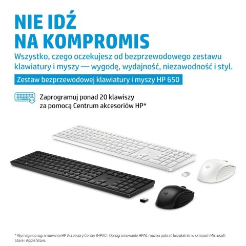 Zestaw klawiatura + mysz HP 650 Wireless Keyboard and Mouse Combo bezprzewodowe czarne 4R013AA Zestaw klawiatura + mysz HP 650 Wireless Keyboard and Mouse Combo bezprzewodowe czarne 4R013AA