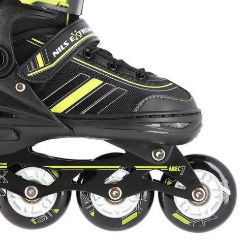 ŁYŻWOROLKI NILS EXTREME NH18191 2W1 CZARNO-LIMONKOWE ROZM. M (34-38) Z WYMIENNĄ PŁOZĄ HOKEJOWĄ