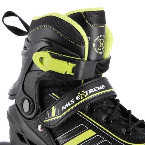 ŁYŻWOROLKI NILS EXTREME NH18191 2W1 CZARNO-LIMONKOWE ROZM. M (34-38) Z WYMIENNĄ PŁOZĄ HOKEJOWĄ