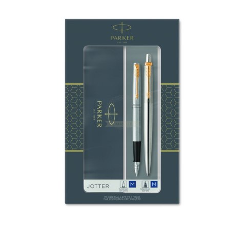 Parker-Zestaw pióro + długopis Jotter Stalowy GT Parker-Zestaw pióro + długopis Jotter Stalowy GT