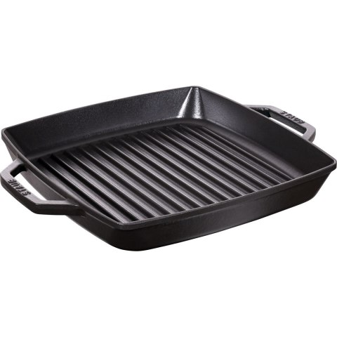 Kwadratowa patelnia żeliwna grillowa STAUB z dwoma uchwytami 40511-683-0 - czarna 28 cm Kwadratowa patelnia żeliwna grillowa STAUB z dwoma uchwytami 40511-683-0 - czarna 28 cm
