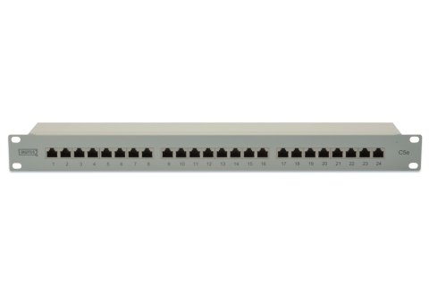 Digitus Panel krosowy (patch panel) 19'' 24x RJ45, LSA poziom, kat.5e, ekranowany, 1U, szary, prowadnica kabli Digitus Panel krosowy (patch panel) 19'' 24x RJ45, LSA poziom, kat.5e, ekranowany, 1U, szary, prowadnica kabli