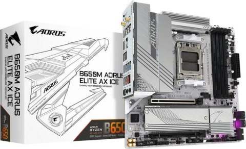 Płyta główna GIGABYTE B650M AORUS ELITE AX ICE (Socket AM5 /micro ATX) Płyta główna GIGABYTE B650M AORUS ELITE AX ICE (Socket AM5 /micro ATX)