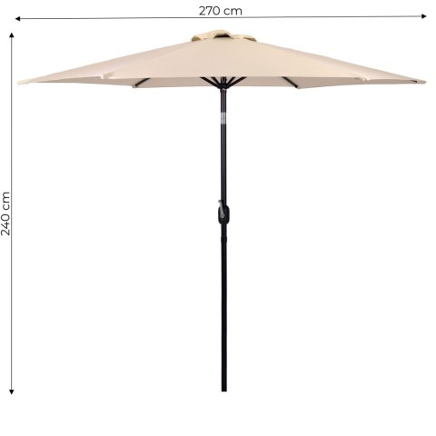 Duży parasol ogrodowy skośny łamany z korbą 6 żeber beżowy 270 cm Duży parasol ogrodowy skośny łamany z korbą 6 żeber beżowy 270 cm