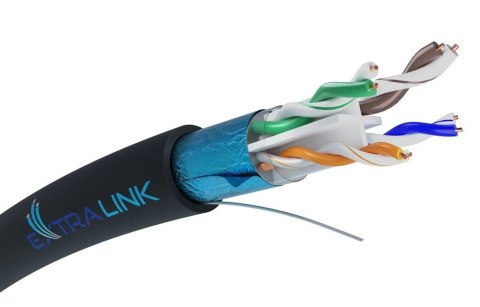 Extralink CAT6 FTP (F/UTP) Zewnętrzny żelowany | Kabel sieciowy skrętka | 305M Extralink CAT6 FTP (F/UTP) Zewnętrzny żelowany | Kabel sieciowy skrętka | 305M