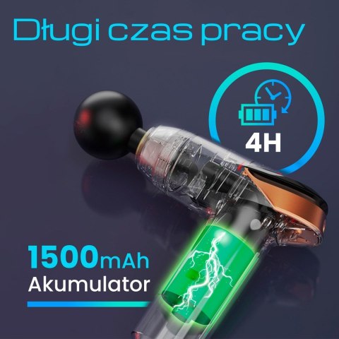 Extralink Massage Gun Lite | Pistolet do masażu | 3200 RPM, 6 końcówek wymiennych Extralink Massage Gun Lite | Pistolet do masażu | 3200 RPM, 6 końcówek wymiennych
