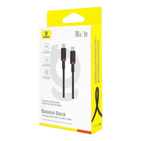 Kabel Baseus Dura Typ C-Typ C 100W 1m (czerwono-czarny) Kabel Baseus Dura Typ C-Typ C 100W 1m (czerwono-czarny)