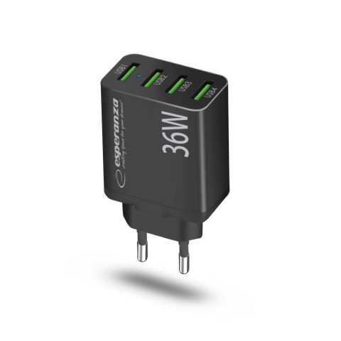 ESPERANZA ŁADOWARKA SIECIOWA 36W 4X USB-A QC 3.0 18W EZC107K ESPERANZA ŁADOWARKA SIECIOWA 36W 4X USB-A QC 3.0 18W EZC107K