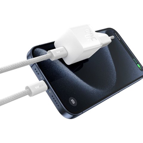 Ładowarka Baseus GaN5 mini 1C 30W EU+kabel USB-C (moon white)