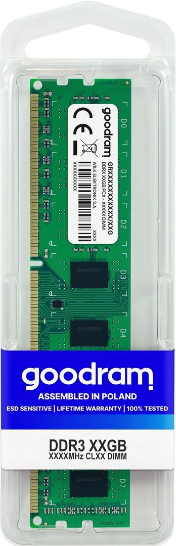 Pamięć GoodRam GR1600D3V64L11S/4G (DDR3 DIMM; 1 x 4 GB; 1600 MHz; CL11) Pamięć GoodRam GR1600D3V64L11S/4G (DDR3 DIMM; 1 x 4 GB; 1600 MHz; CL11)