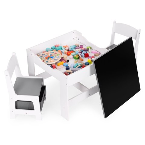 Zestaw mebli dla dzieci stolik + 2 krzesła tablica kredowa ECOTOYS