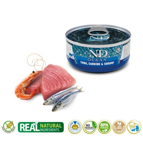 FARMINA N&D CAT OCEAN TUNA,SARDINE&SHRIMPS 70g