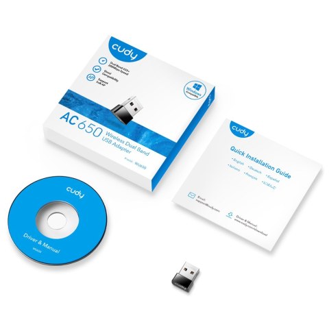 Karta sieciowa CUDY WU650 AC650 USB 2.0 Nano Karta sieciowa CUDY WU650 AC650 USB 2.0 Nano