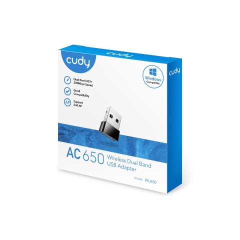 Karta sieciowa CUDY WU650 AC650 USB 2.0 Nano Karta sieciowa CUDY WU650 AC650 USB 2.0 Nano