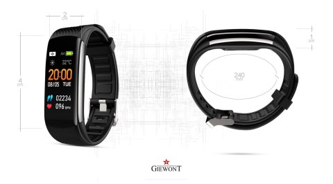 Smartband Giewont Czarny GW200-7 + Pasek Niebieski