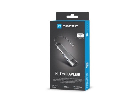 NATEC MULTIPORT FOWLER GO USB-C -> HUB USB 3.0 X2, HDMI 4K, USB-C PD, RJ45 NMP-1985 NATEC MULTIPORT FOWLER GO USB-C -> HUB USB 3.0 X2, HDMI 4K, USB-C PD, RJ45 NMP-1985