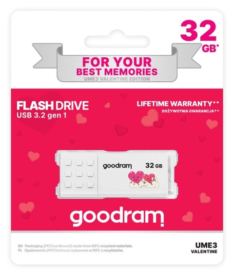 Pendrive GoodRam UME3-0320W0R11-V (32GB; USB 3.0; kolor biały) VALENTINE