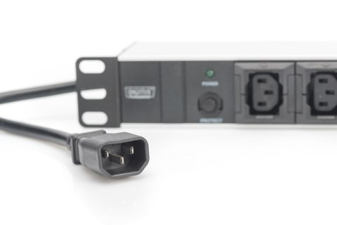 Digitus Listwa zasilająca PDU 19" Rack, 10x gniazdo C13, 2.0m, 1x wtyk C14, 10A, zabezpieczenie przeciążeniowe, profil aluminiow