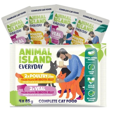 Animal Island NEW JELLY EVERYDAY 4-PACK SASZETKA 4X85g dróg z wątróbką, cielęcina Animal Island NEW JELLY EVERYDAY 4-PACK SASZETKA 4X85g dróg z wątróbką, cielęcina