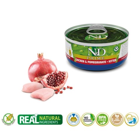 FARMINA N&D CAT PRIME CHICKEN&POMEGRANATE KITTEN 70g