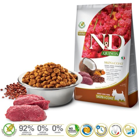 FARMINA N&D QUINOA DOG SKIN&COAT, VENISON, COCONUT ADULT MINI 2,5kg