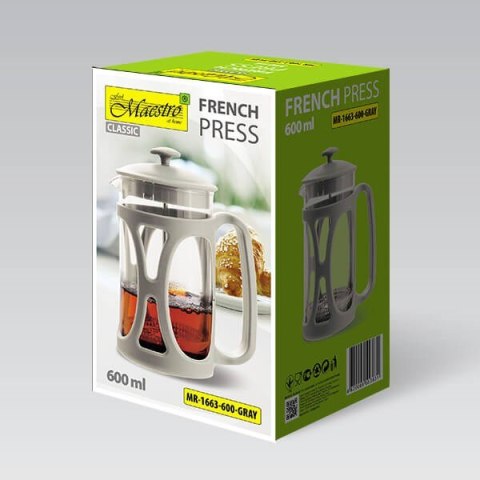 Prasa francuska MAESTRO 600ML MR-1663-600-GRAY Prasa francuska MAESTRO 600ML MR-1663-600-GRAY