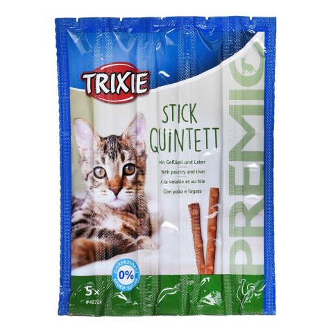 TRIXIE Stick Quintett Premio Paluszki z wątróbką drobiową - przysmak dla kota - 5x5 g TRIXIE Stick Quintett Premio Paluszki z wątróbką drobiową - przysmak dla kota - 5x5 g