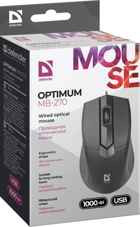 DEFENDER MYSZ OPTIMUM MB-270 OPTICAL 1000dpi 3P DEFENDER MYSZ OPTIMUM MB-270 OPTICAL 1000dpi 3P